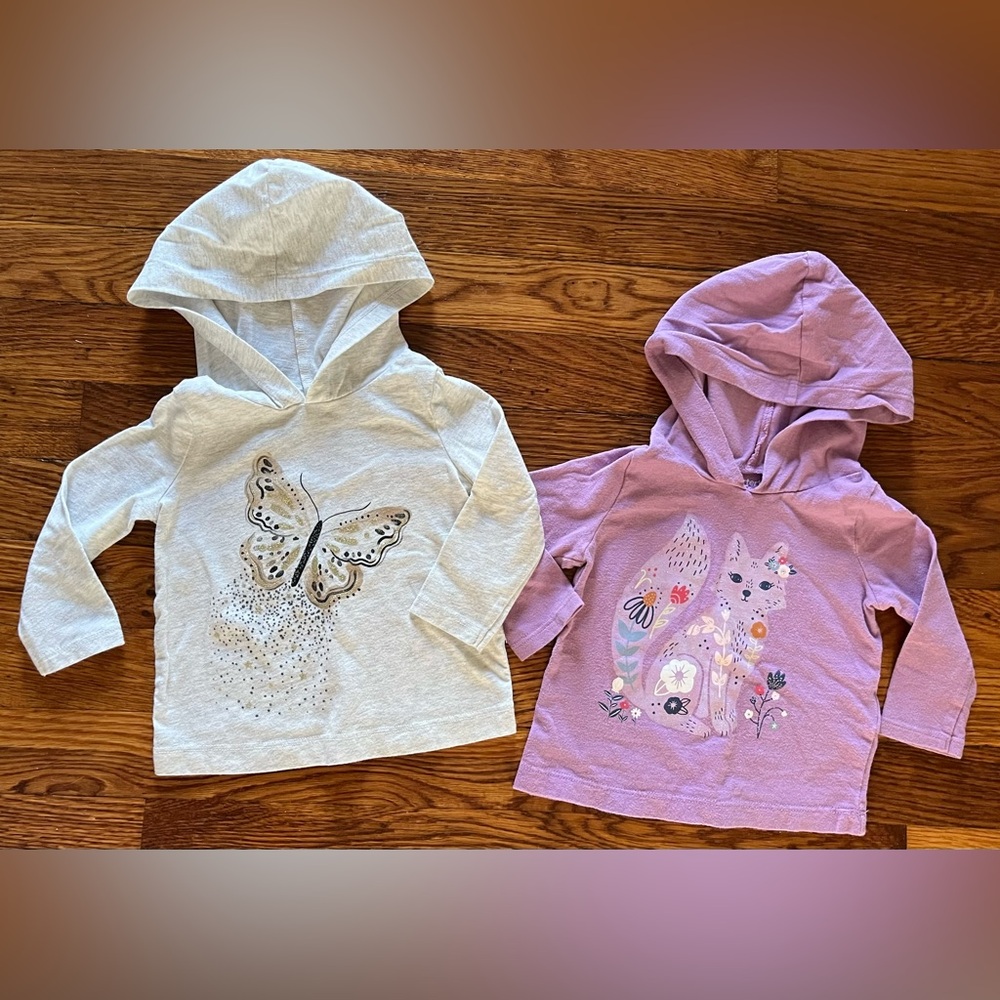 Carter’s Hooded Long-sleeve Graphic T Shirts Set of 2 Size Baby Girl 9M